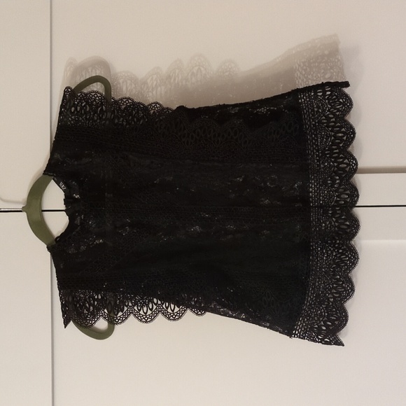Zara Women's Size S Sleeveless Top Black Lace Guipure Crochet Goth - Picture 2 of 4